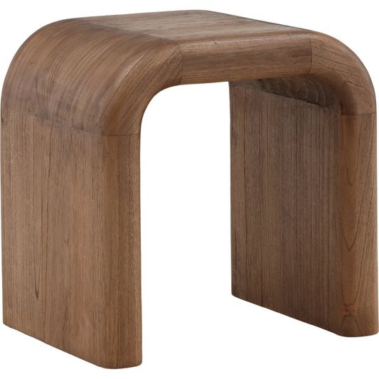 Wynne Side Table by Arch & Plane in medium brown. Made from mindi wood in a unique style.