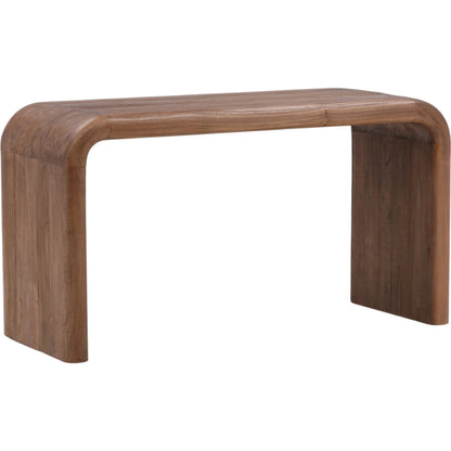 Hassie Desk by Arch & Plane in medium brown. Made from mindi wood in a transitional style.