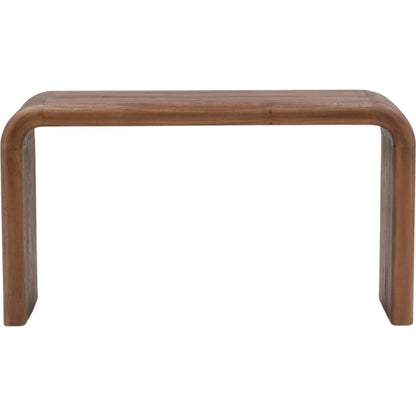 Hassie Desk by Arch & Plane in medium brown. Made from mindi wood in a transitional style.
