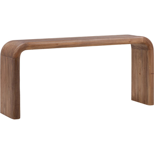 Wynne Console Table by Arch & Plane in medium brown. Made from mindi wood in a transitional style.