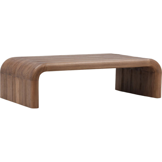 Wynne Coffee Table by Arch & Plane in medium brown. Made from mindi wood in a unique style.