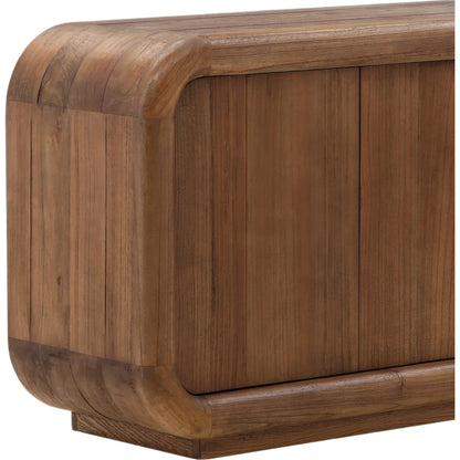 Hassie Sideboard by Arch & Plane in medium brown. Made from mindi, bayor wood in a transitional style.