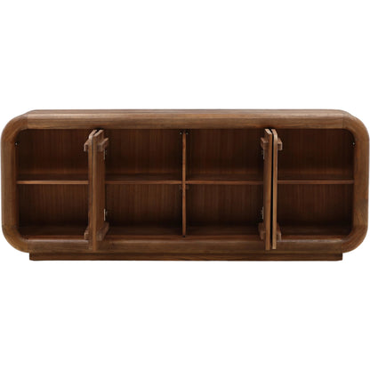 Hassie Sideboard by Arch & Plane in medium brown. Made from mindi, bayor wood in a transitional style.