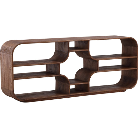 Gaetan Low Bookcase by Arch & Plane in brown. Made from mindi wood in a unique style.