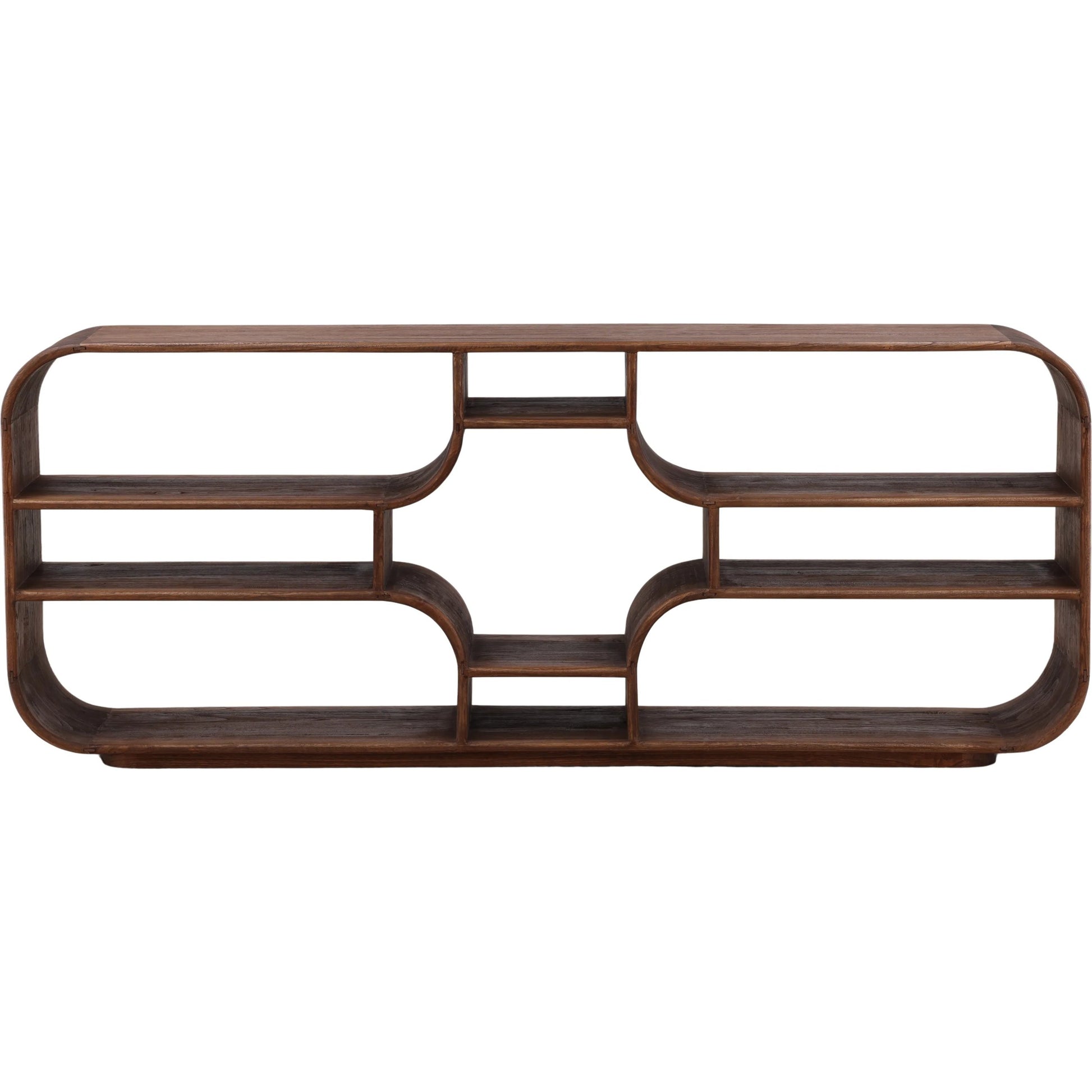 Carlos Low Bookcase by Arch & Plane in brown. Made from mindi wood in a transitional style.