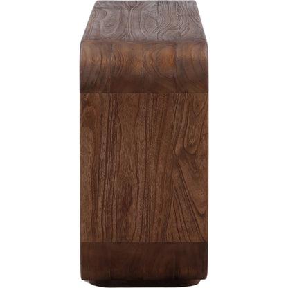 Carlos Low Bookcase by Arch & Plane in brown. Made from mindi wood in a transitional style.