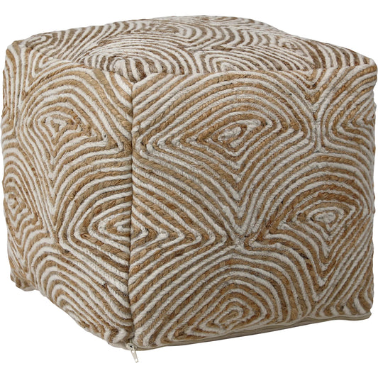 Tabitha Pouf by Arch & Plane in natural. Made from handwoven wool, jute in a rustic style.