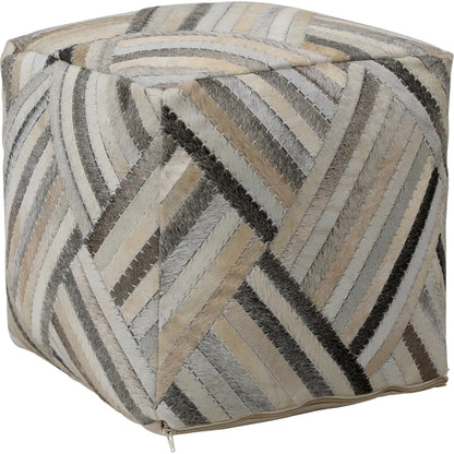 Ronaldo Pouf by Arch & Plane in grey, brown, natural. Made from goat hide in a eclectic & global style.