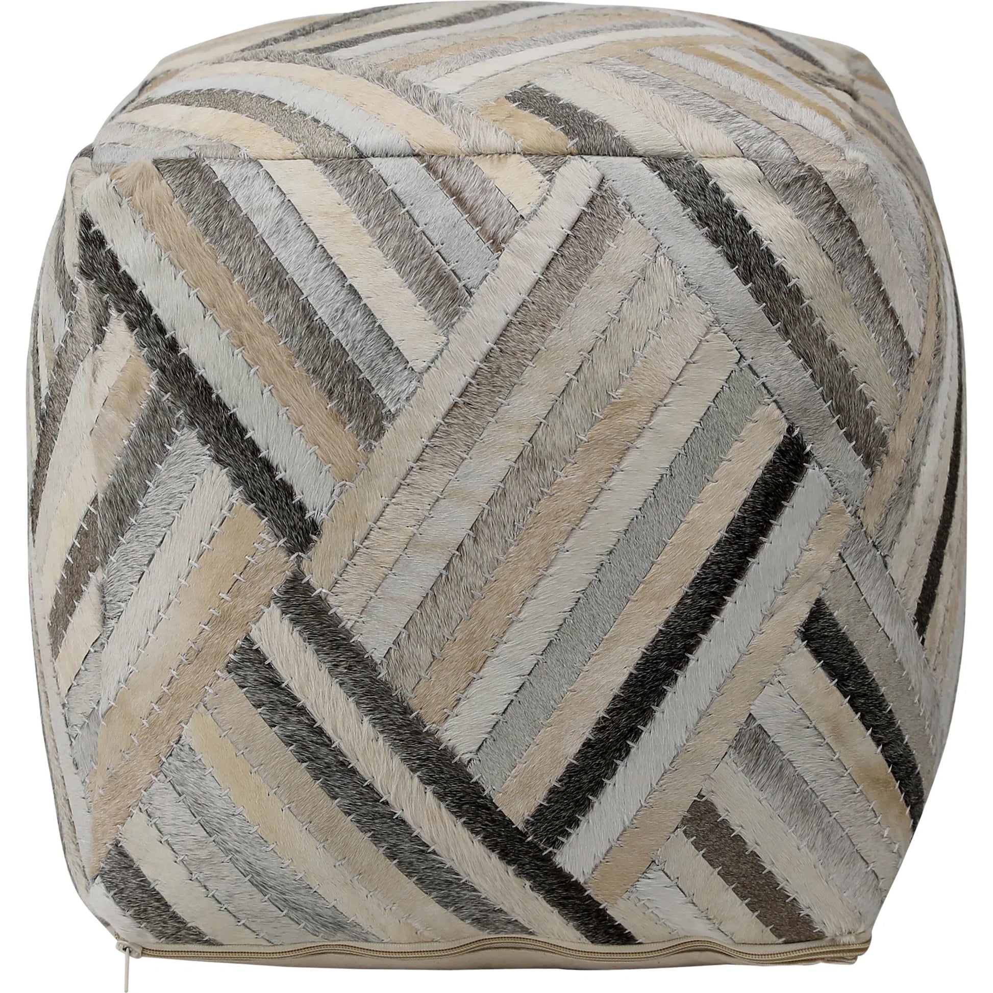 Ronaldo Pouf by Arch & Plane in grey, brown, natural. Made from goat hide in a eclectic & global style.