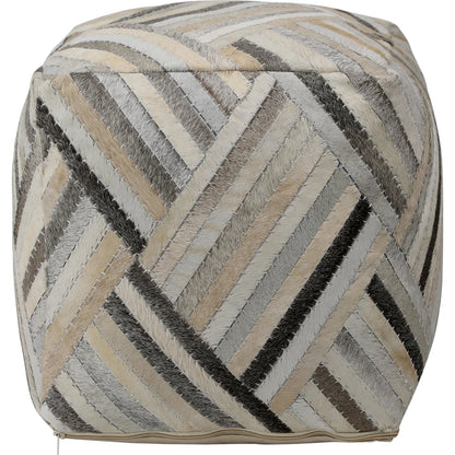 Ronaldo Pouf by Arch & Plane in grey, brown, natural. Made from goat hide in a eclectic & global style.