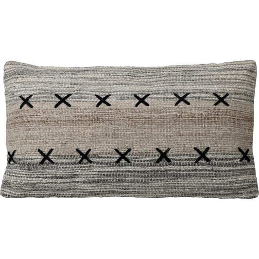 Kenya Pillow by Arch & Plane in grey, taupe, black. Made from handwoven wool, cotton in a unique style.