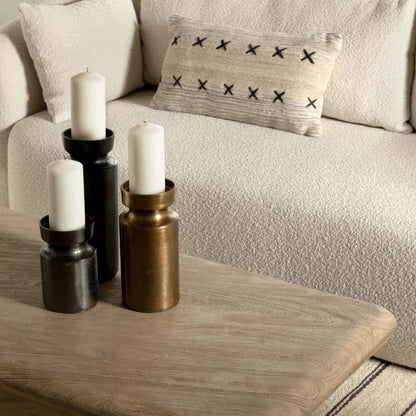 Kaye Pillow by Arch & Plane in grey, taupe, black. Made from handwoven wool, cotton in a rustic style.