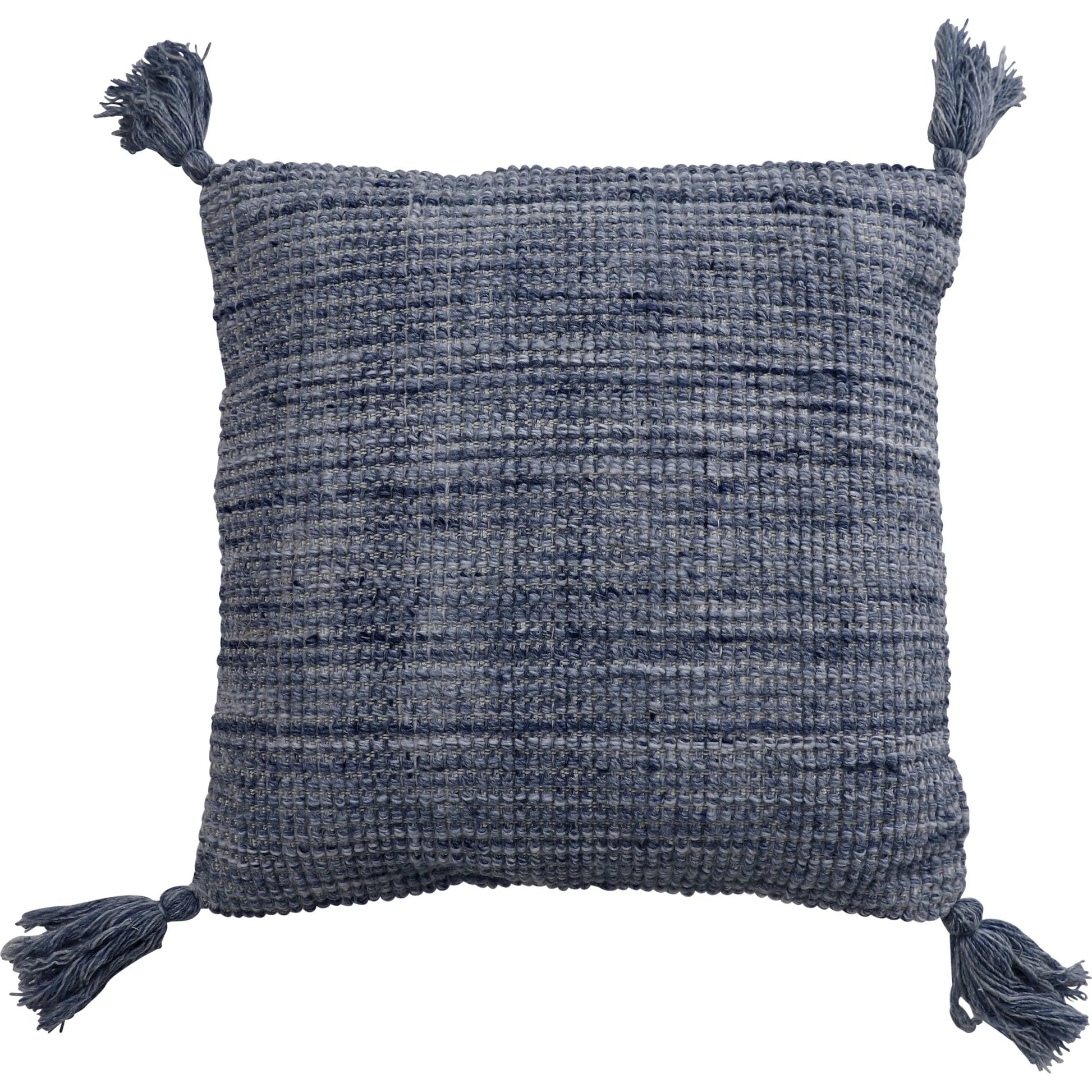 Theo Outdoor Pillow by Arch & Plane in dark blue. Made from handwoven pet yarn in a modern style.