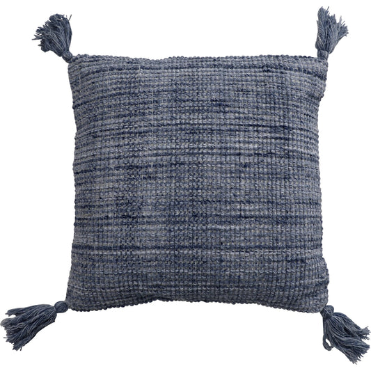 Beryl Outdoor Pillow by Arch & Plane in dark blue. Made from handwoven pet yarn in a unique style.