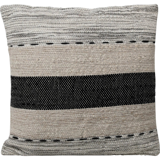 Jabari Pillow by Arch & Plane in charcoal, grey, ivory. Made from handwoven wool, cotton in a unique style.
