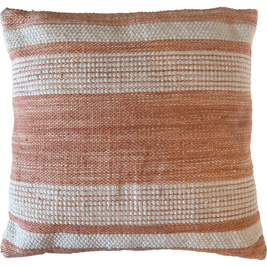 Wilfred Pillow by Arch & Plane in terracotta. Made from handwoven pet yarn in a unique style.