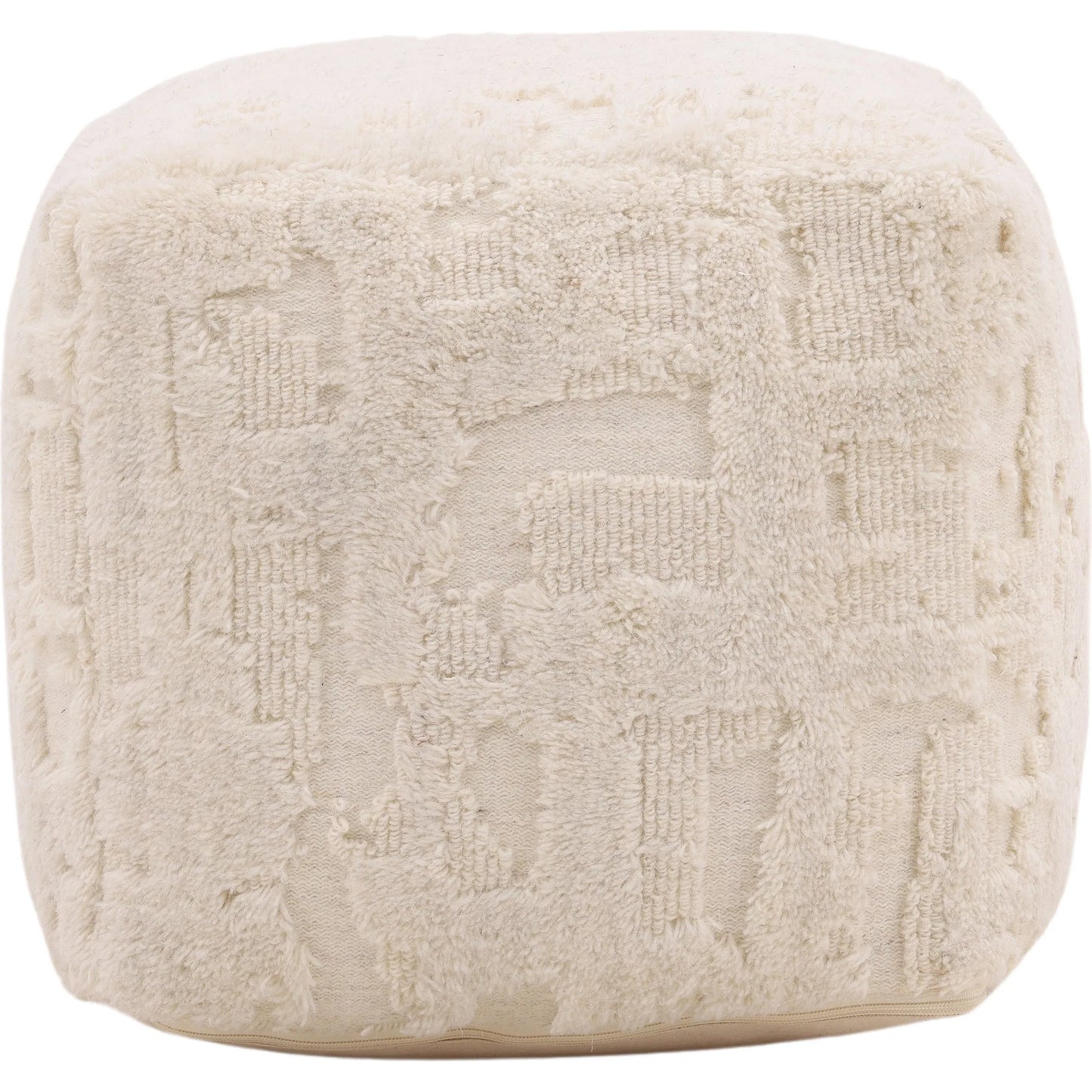 002 SI-2350911 | Additional Silo | Winter Pouf by Arch & Plane in ivory. Made from handwoven wool in a rustic style.