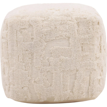Winter Pouf by Arch & Plane in ivory. Made from handwoven wool in a rustic style.