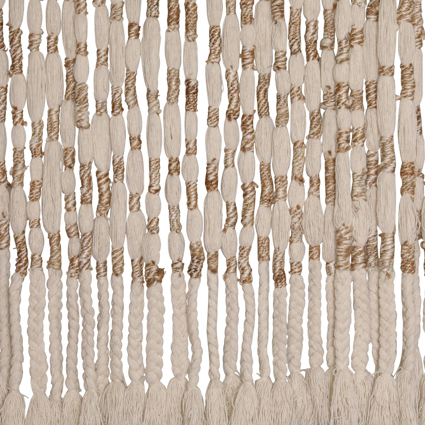 002 SI-2350926 | Closeup | Riley Wall Hanging by Arch & Plane in natural, ivory. Made from hand knitted wool, jute in a rustic style.