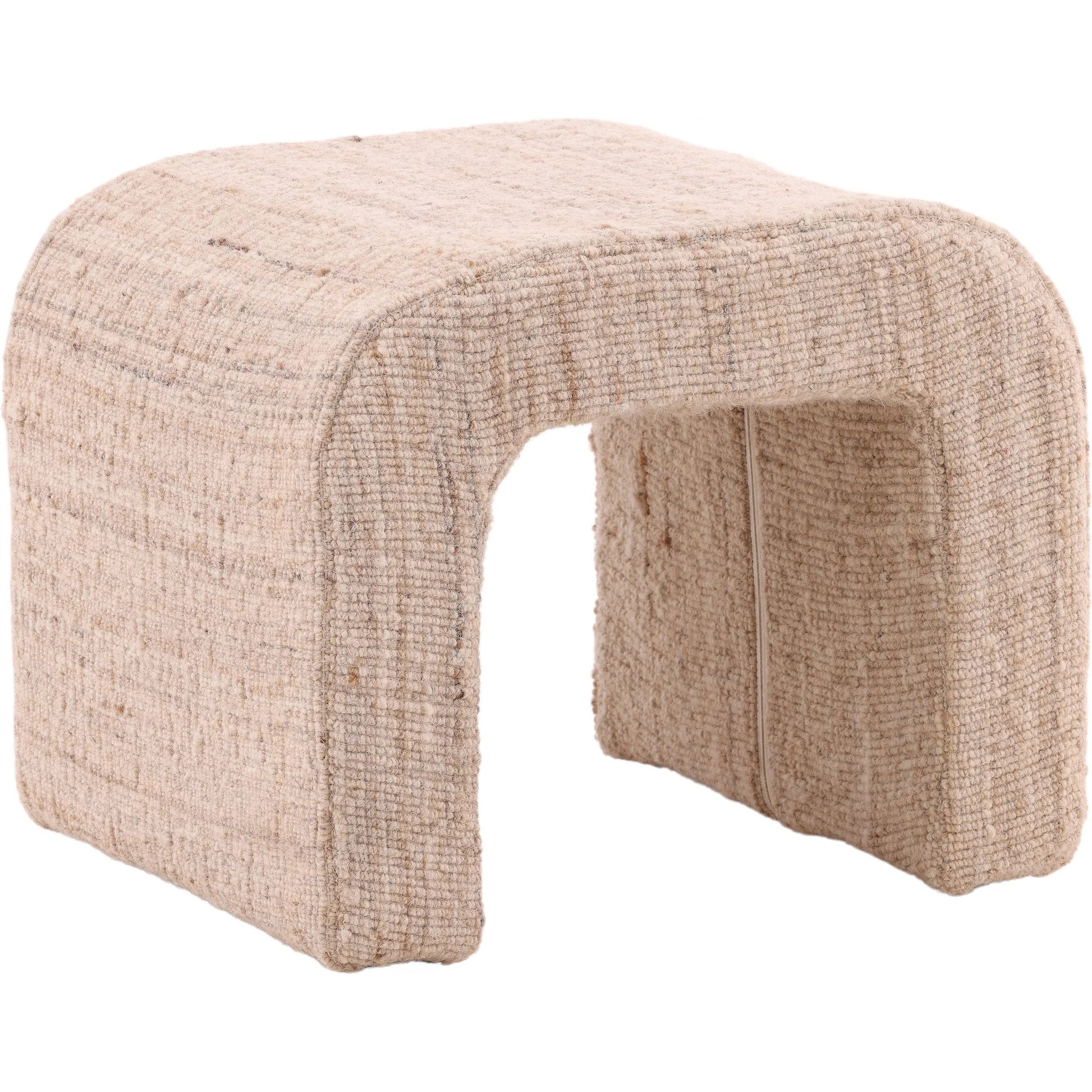 Asha Stool by Arch & Plane in beige. Made from handwoven wool blend in a rustic style.