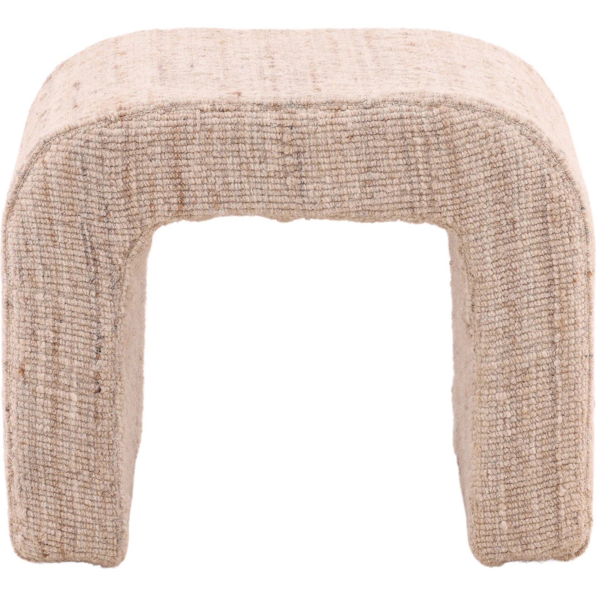 Asha Stool by Arch & Plane in beige. Made from handwoven wool blend in a rustic style.