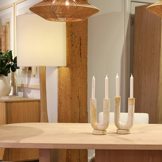 Ambrose Candle Holder by Arch & Plane in natural. Made from palimanan stone in a transitional style.