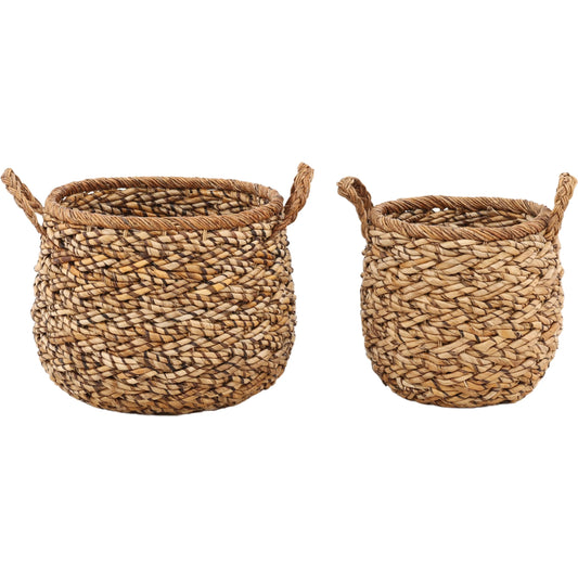Remigio Basket (Set of 2) by Arch & Plane in natural. Made from woven banana leaf in a unique style.