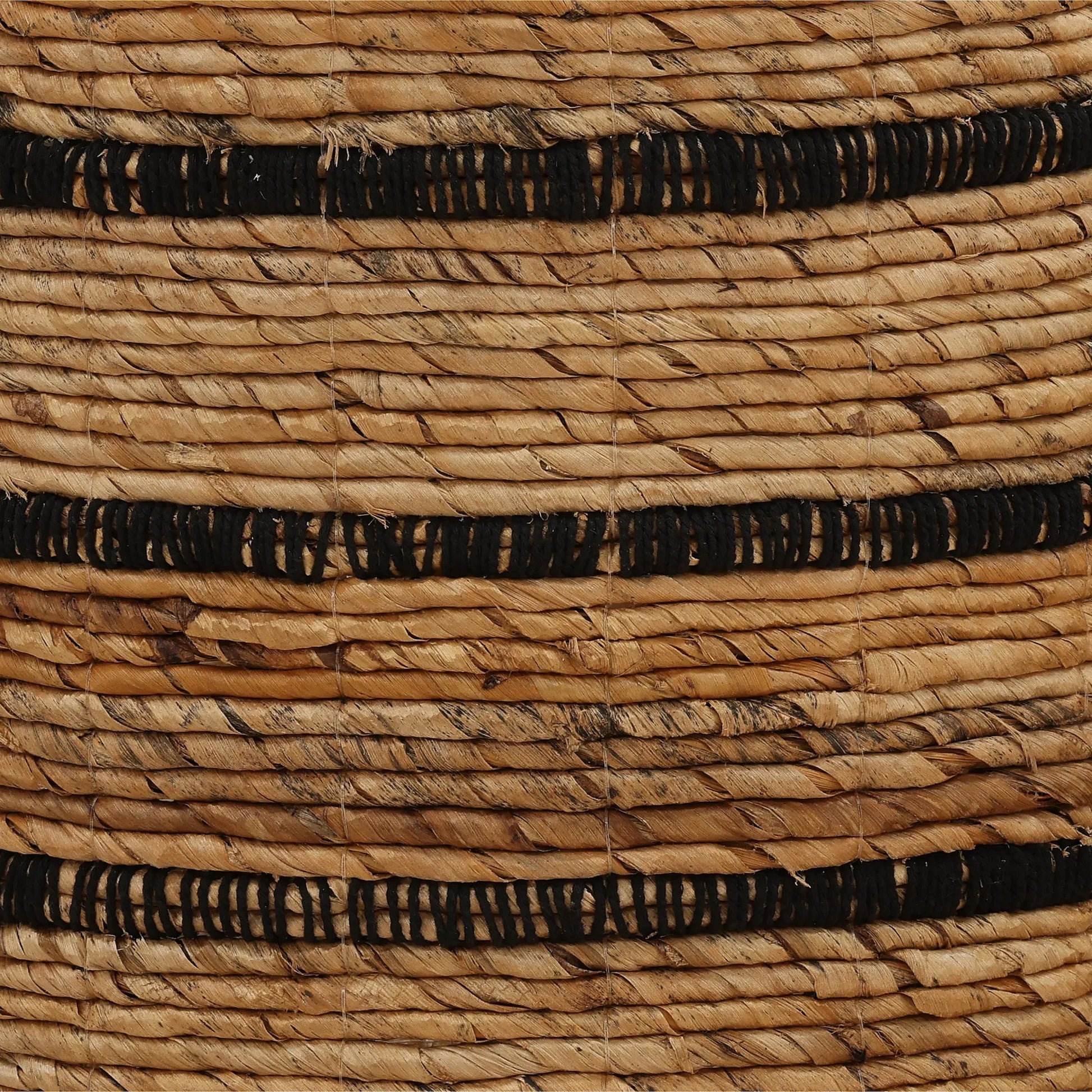 German Basket (Set of 3) by Arch & Plane in natural, black. Made from woven banana leaf in a rustic style.