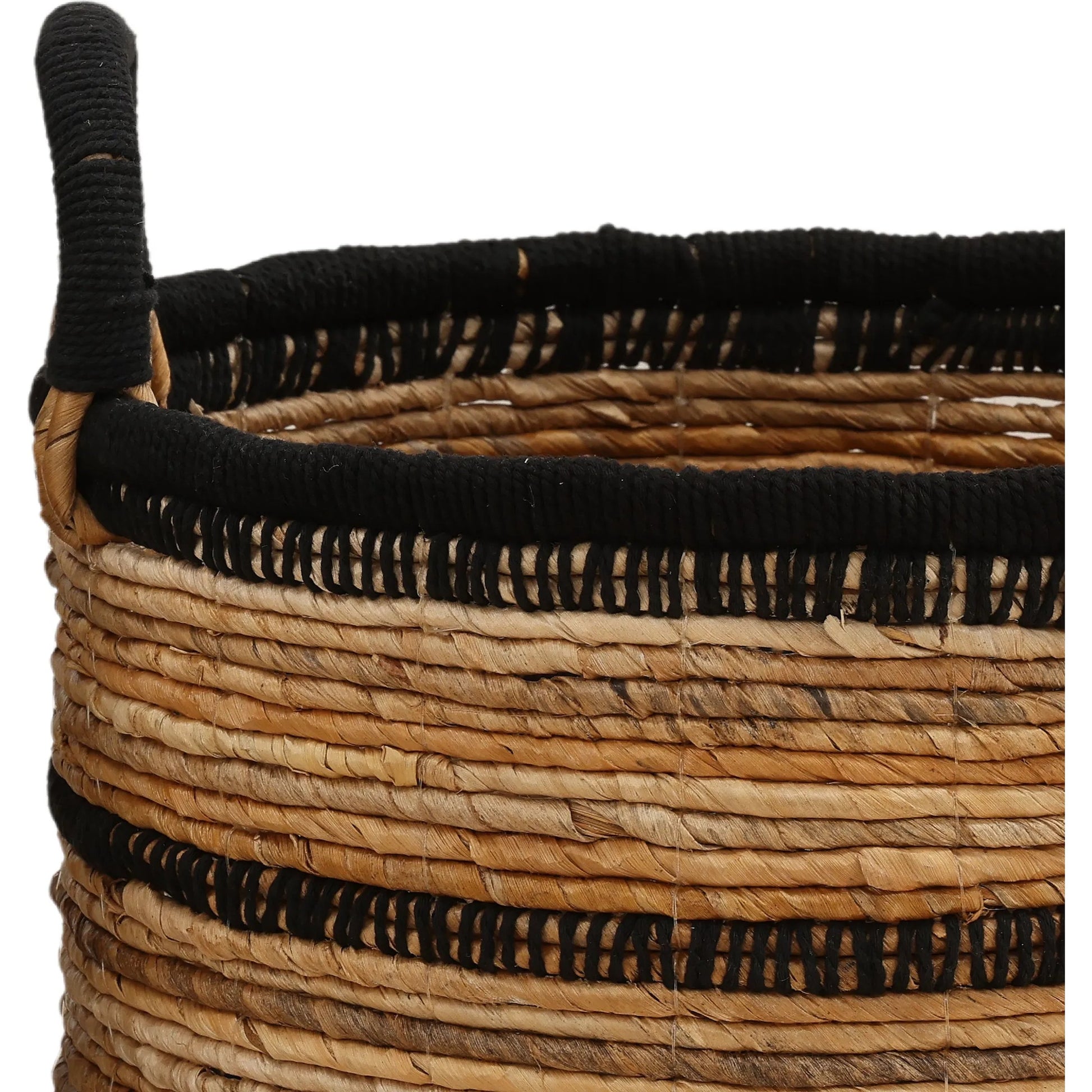German Basket (Set of 3) by Arch & Plane in natural, black. Made from woven banana leaf in a rustic style.