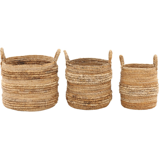 Zephyr Basket (Set of 3) by Arch & Plane in natural. Made from woven banana leaf in a unique style.