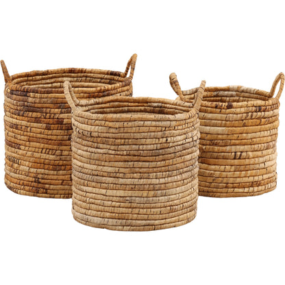 Dewayne Basket (Set of 3) by Arch & Plane in natural. Made from woven banana leaf in a rustic style.