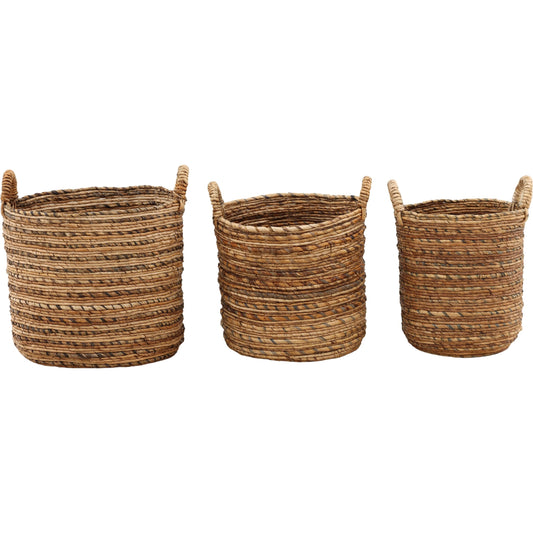 Milos Basket (Set of 3) by Arch & Plane in natural. Made from woven banana leaf in a unique style.