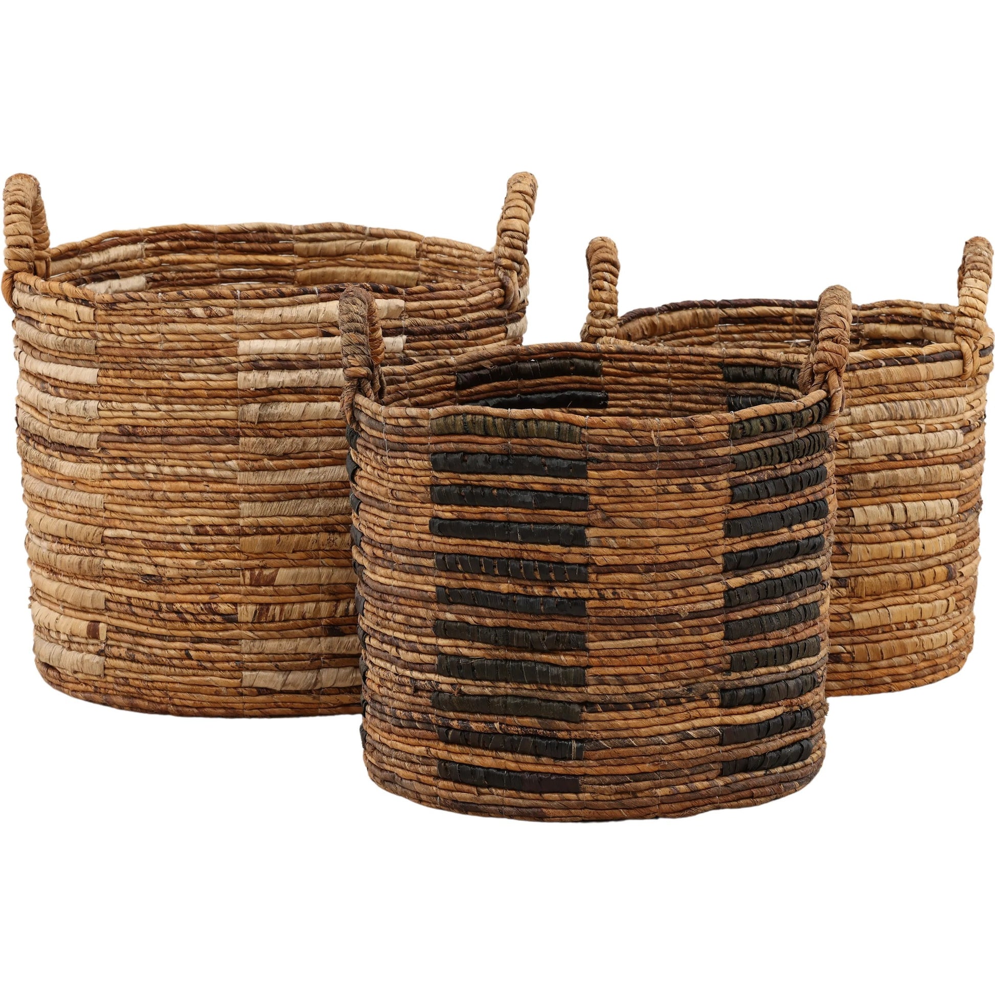 Ginger Basket (Set of 3) by Arch & Plane in natural. Made from woven banana leaf, raffia in a rustic style.