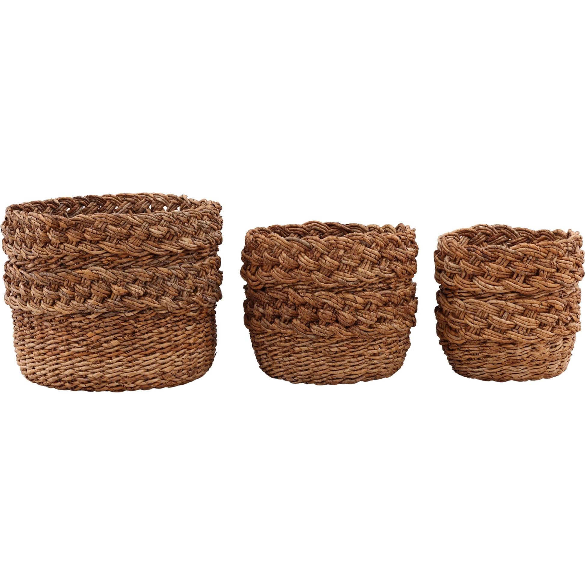 Gaetano Basket (Set of 3) by Arch & Plane in natural. Made from woven banana leaf in a unique style.
