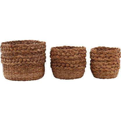Gaetano Basket (Set of 3) by Arch & Plane in natural. Made from woven banana leaf in a unique style.