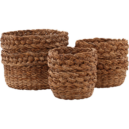 Gaetano Basket (Set of 3) by Arch & Plane in natural. Made from woven banana leaf in a unique style.