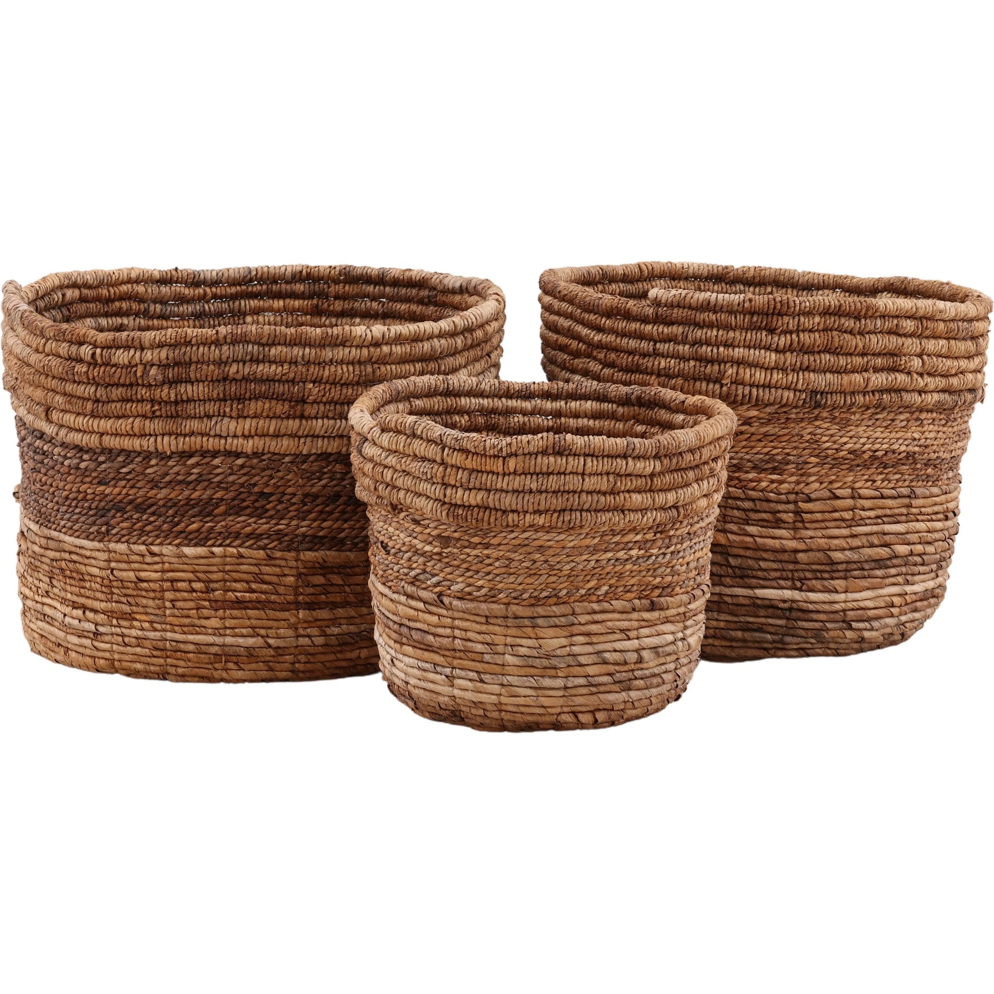 Kathrine Basket (Set of 3) by Arch & Plane in natural. Made from woven banana leaf in a unique style.