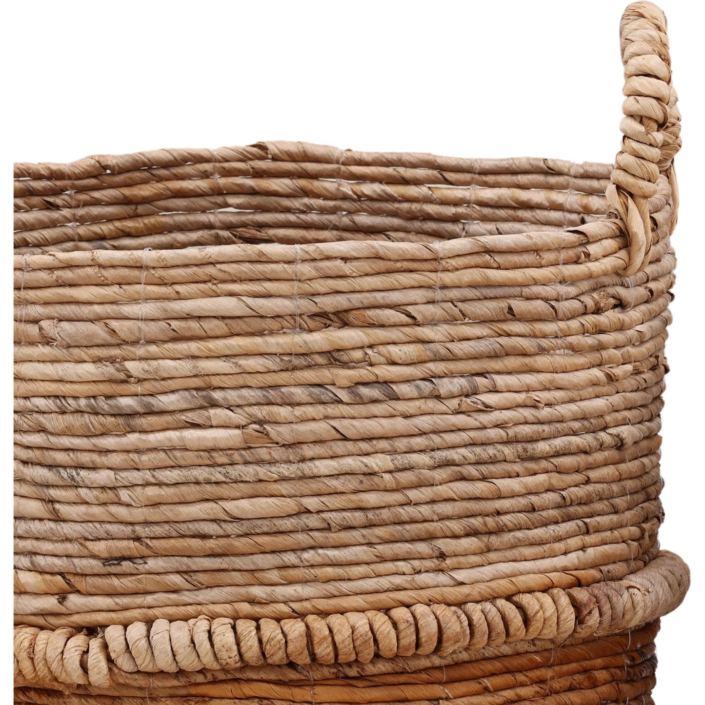 003 SI-2533052 | Closeup | Jeramy Basket (Set of 3) by Arch & Plane in natural. Made from woven banana leaf in a unique style.