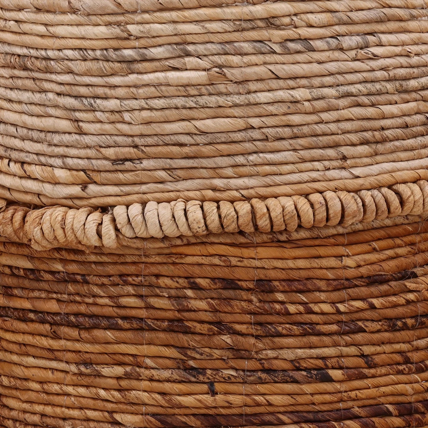 004 SI-2533052 | Closeup | Jeramy Basket (Set of 3) by Arch & Plane in natural. Made from woven banana leaf in a unique style.