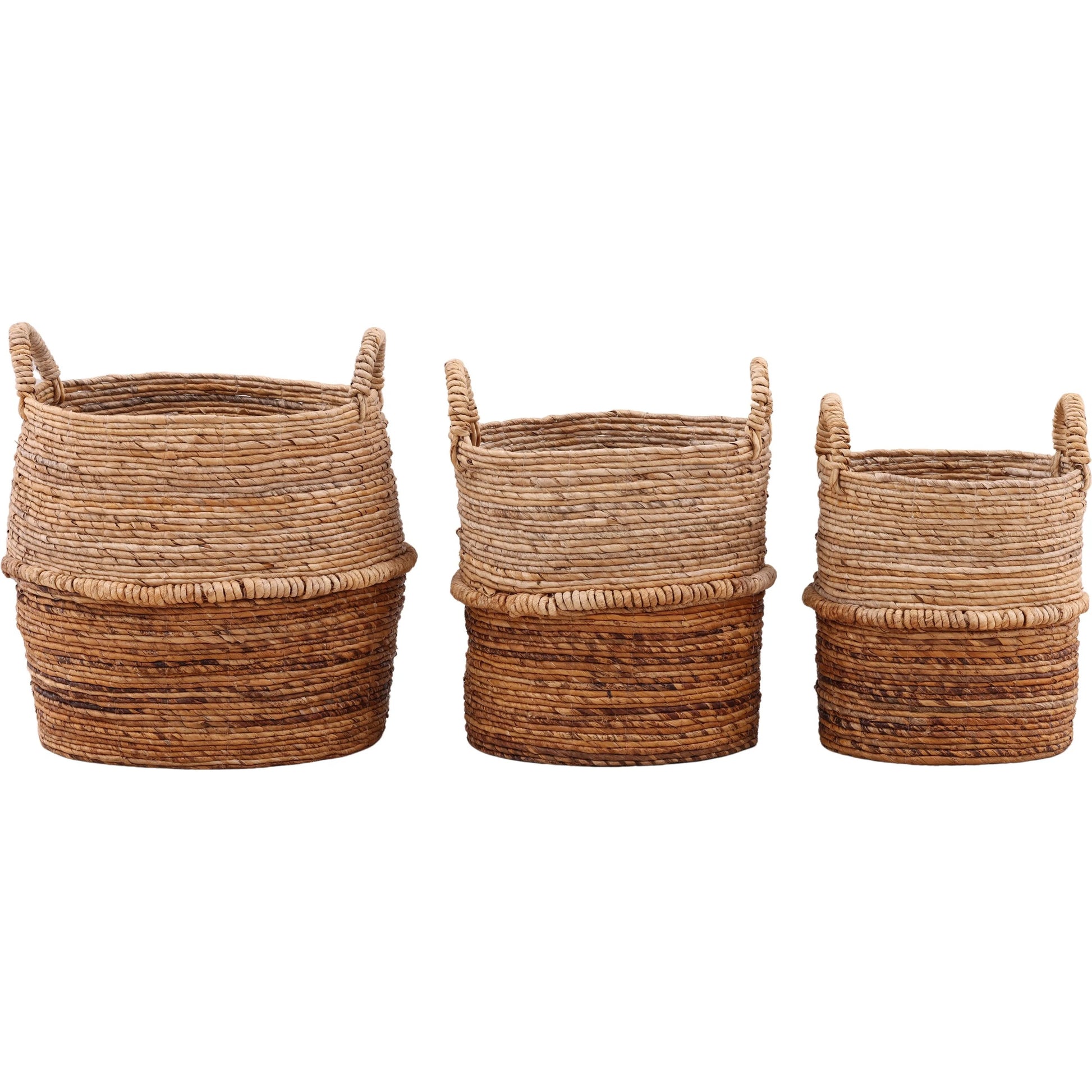 Jeramy Basket (Set of 3) by Arch & Plane in natural. Made from woven banana leaf in a unique style.