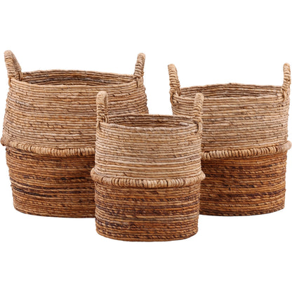 Jeramy Basket (Set of 3) by Arch & Plane in natural. Made from woven banana leaf in a unique style.