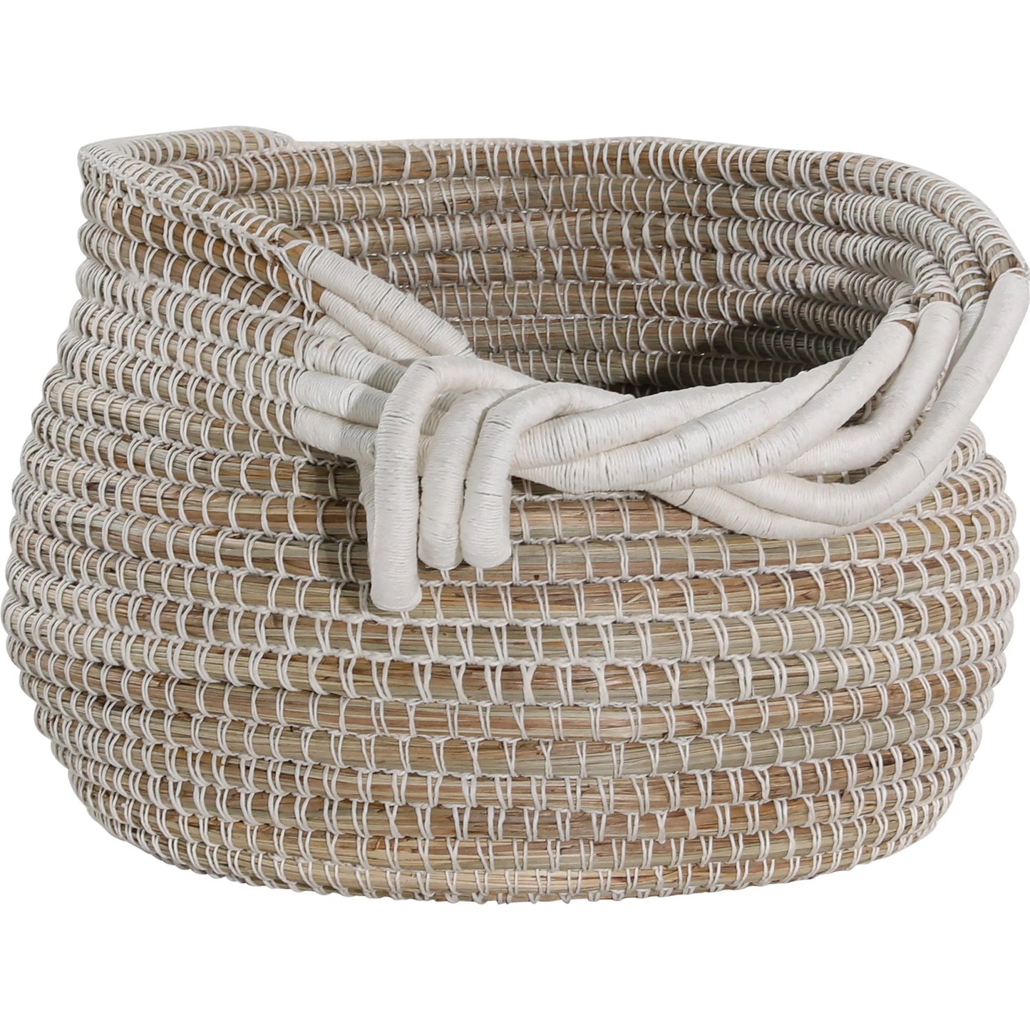 001 SI-2350952 | Primary Silo | Dwight Basket by Arch & Plane in light natural, white cotton. Made from seagrass, cotton rope in a rustic style.