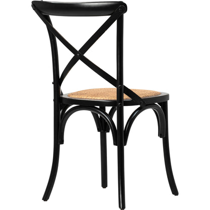 Gaston Parisian Cafe Dining Chair by Arch & Plane in black, natural brown and antique black finish with rattan upholstery. Made from birch wood, rattan in a modern style.