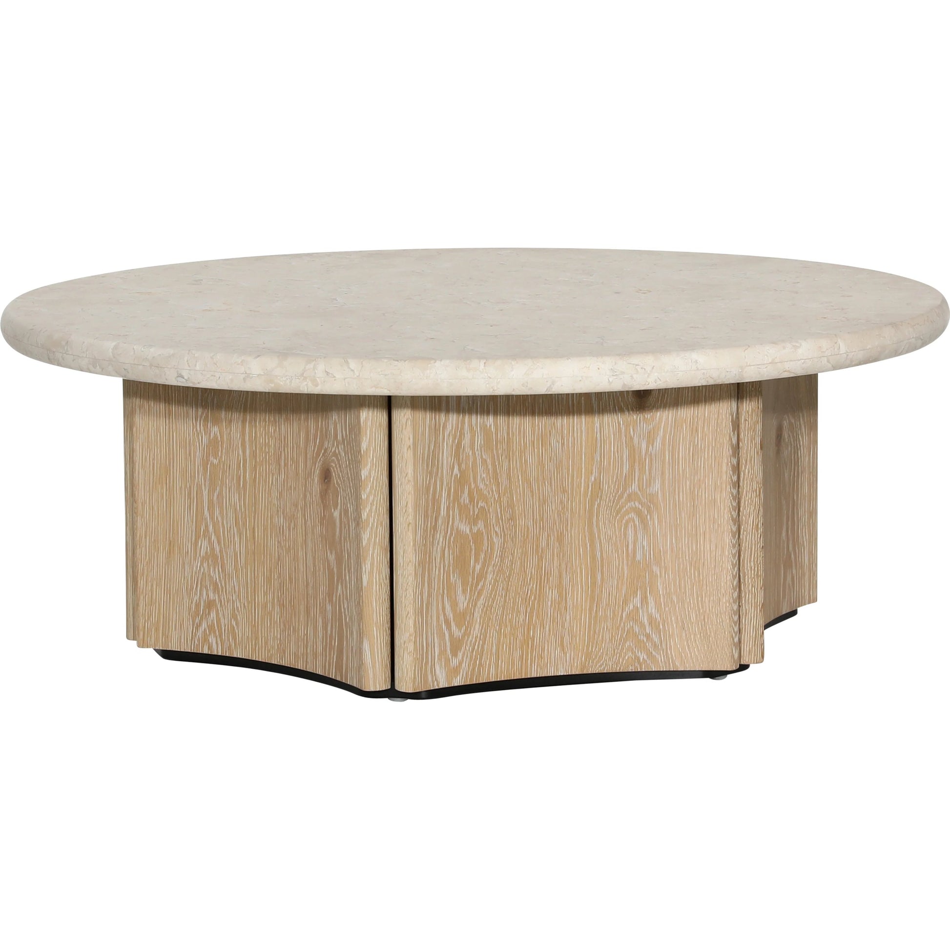 Giles Coffee Table by Arch & Plane in natural wash, cream marble. Made from oak wood, oak veneer, marble in a transitional style.