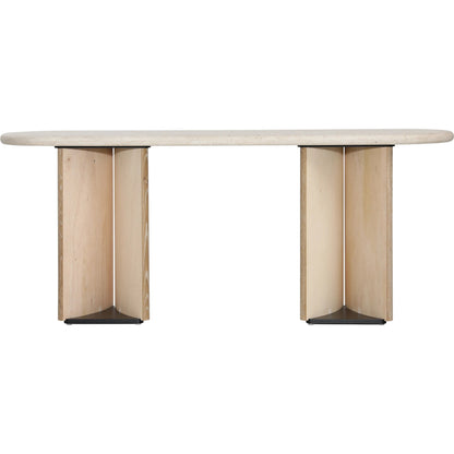 Giles Console Table by Arch & Plane in natural wash, cream marble. Made from oak wood, oak veneer, marble in a transitional style.
