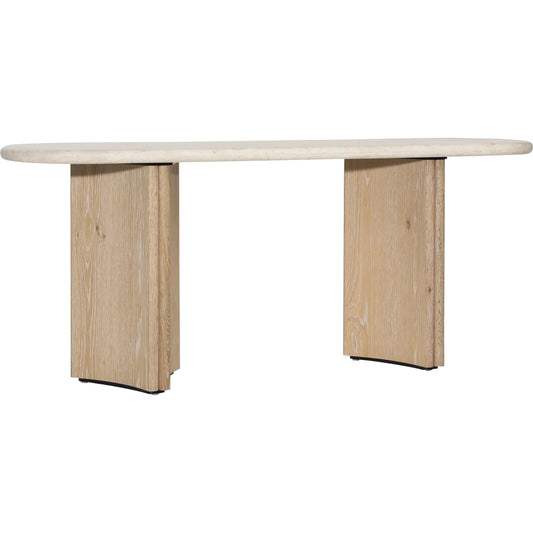 Oja Console Table by Arch & Plane in natural wash, cream marble. Made from oak wood, oak veneer, marble in a unique style.