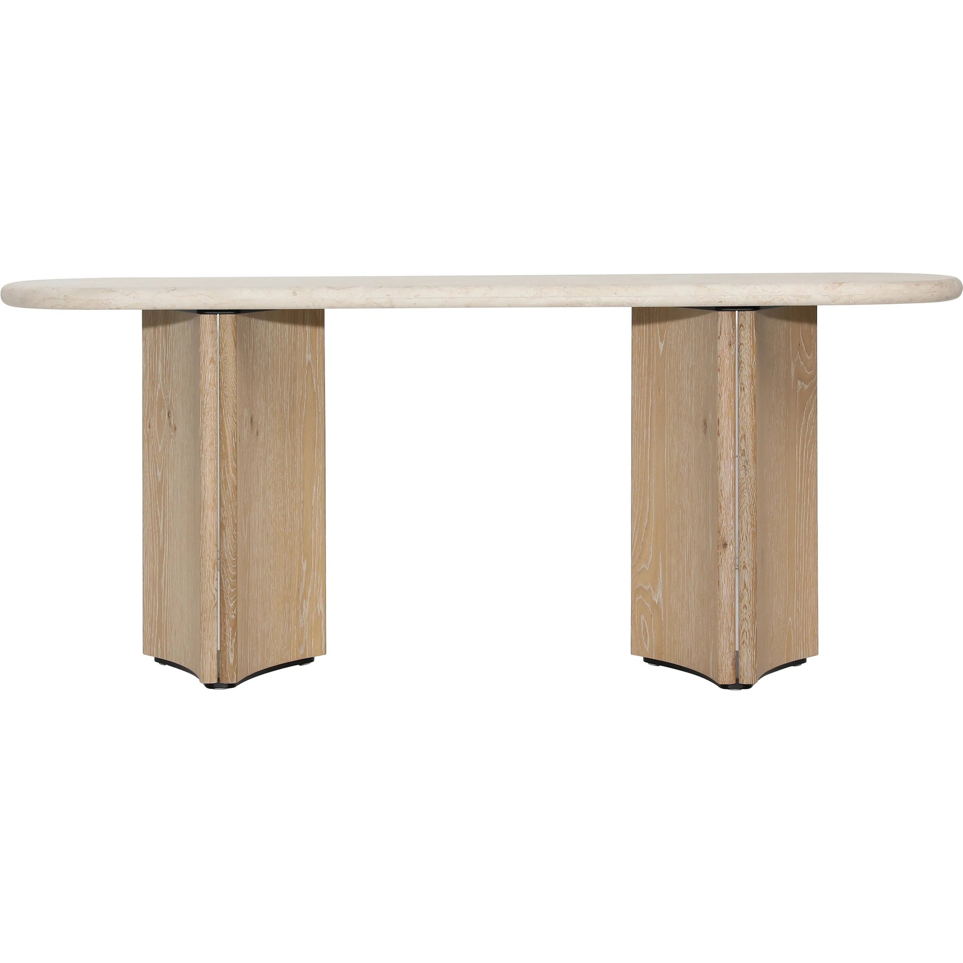 Giles Console Table by Arch & Plane in natural wash, cream marble. Made from oak wood, oak veneer, marble in a transitional style.