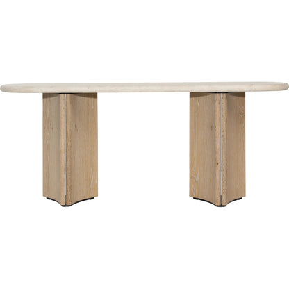 Giles Console Table by Arch & Plane in natural wash, cream marble. Made from oak wood, oak veneer, marble in a transitional style.