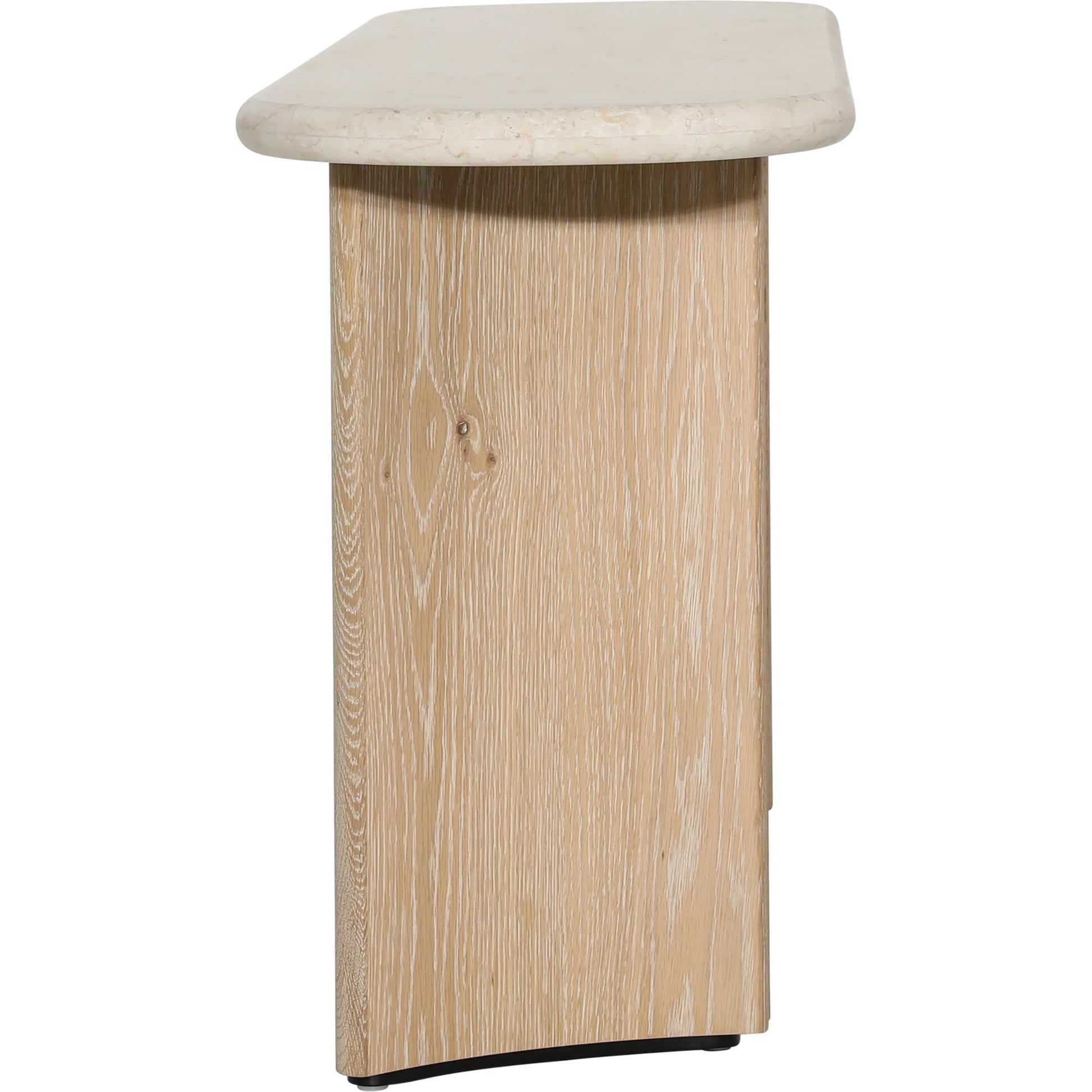 Giles Console Table by Arch & Plane in natural wash, cream marble. Made from oak wood, oak veneer, marble in a transitional style.