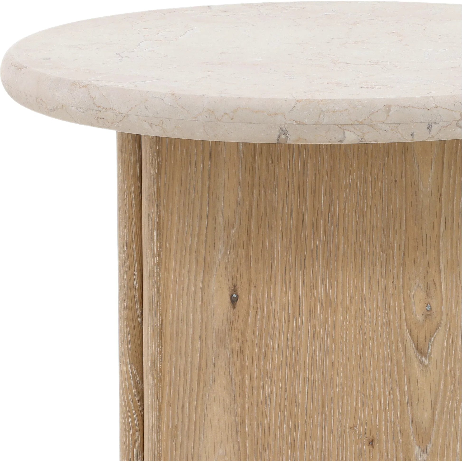Giles Side Table by Arch & Plane in natural wash, cream marble. Made from oak wood, oak veneer, marble in a transitional style.